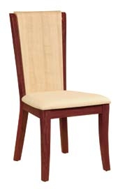 Gabriella Dining Chair - Beige PVC with Oak and Cherry Wood